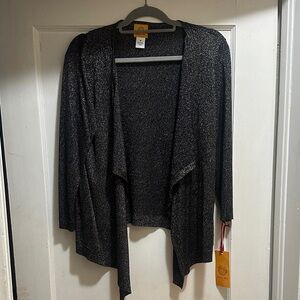 Ruby Rd. Black Metallic Open Front Blazer